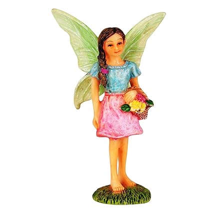 Wonderland Plastic Miniature Garden Flower Basket Fairy (Multicolour, 3.5-inches)