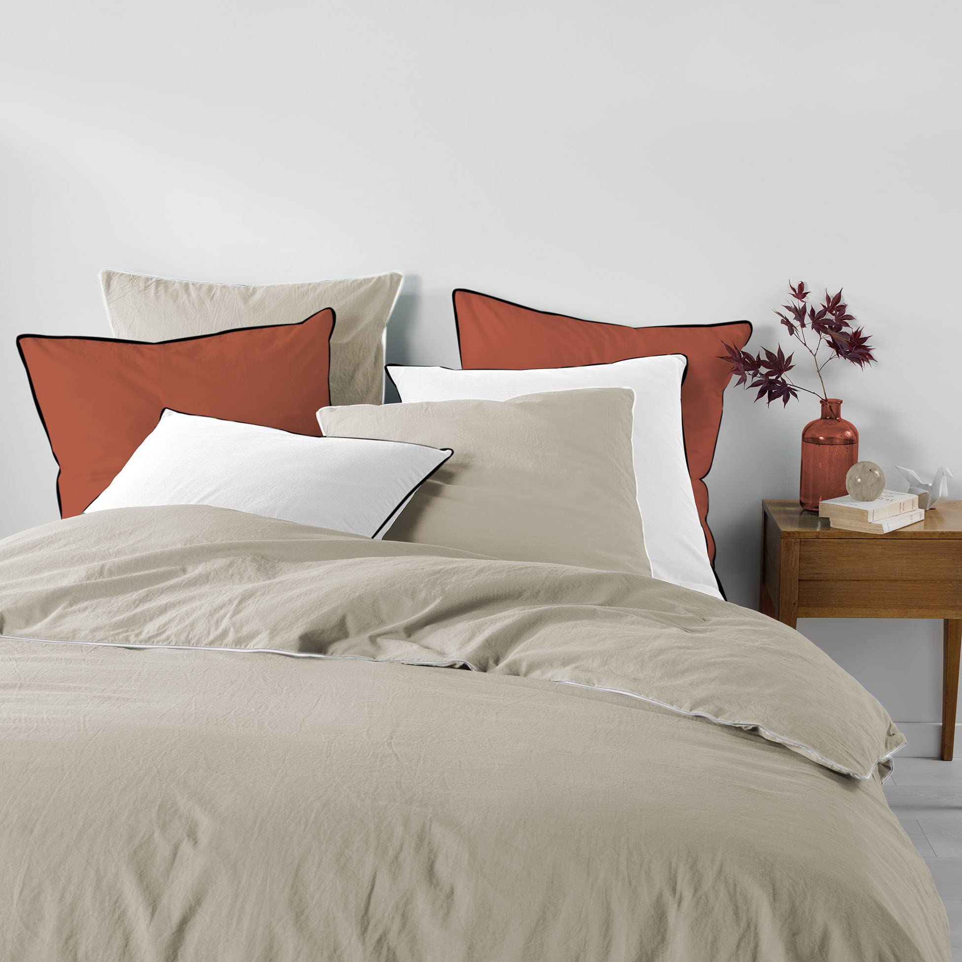 Douceur d'Intérieur, 3-Piece Bedding Set (260 x 240 cm) Linen Linen, 100% Cotton