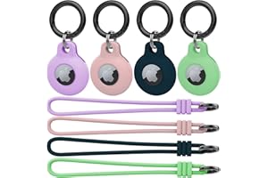 Kanya Silicone Case Compatible with AirTags,4 Pack Soft Anti-Scratch Shockproof Protective AirTag Skin Cover Holder with Keyc