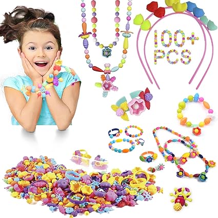Amazon.com: PopSnap Beads STEAM Juguetes para hacer joyas, kit de cuentas para niños y niñas, juguetes para niños de 3 4 5 6 7 8 9 años (100 piezas): Arte, Manualidades y Costura