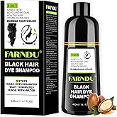 Farndu Black Hair Dye Shampoo, 3 in 1 Hair Color Shampoo for Women Men Gray Hair Coverage