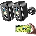 2K Security Cameras Wireless Outdoor, 2 Pack Battery Powered WiFi Cameras for Home Security with AI Motion Detection, Spotlight Color Night Vision, 2-Way Talk, Siren Alarm, IP65, Cloud/SD Storage