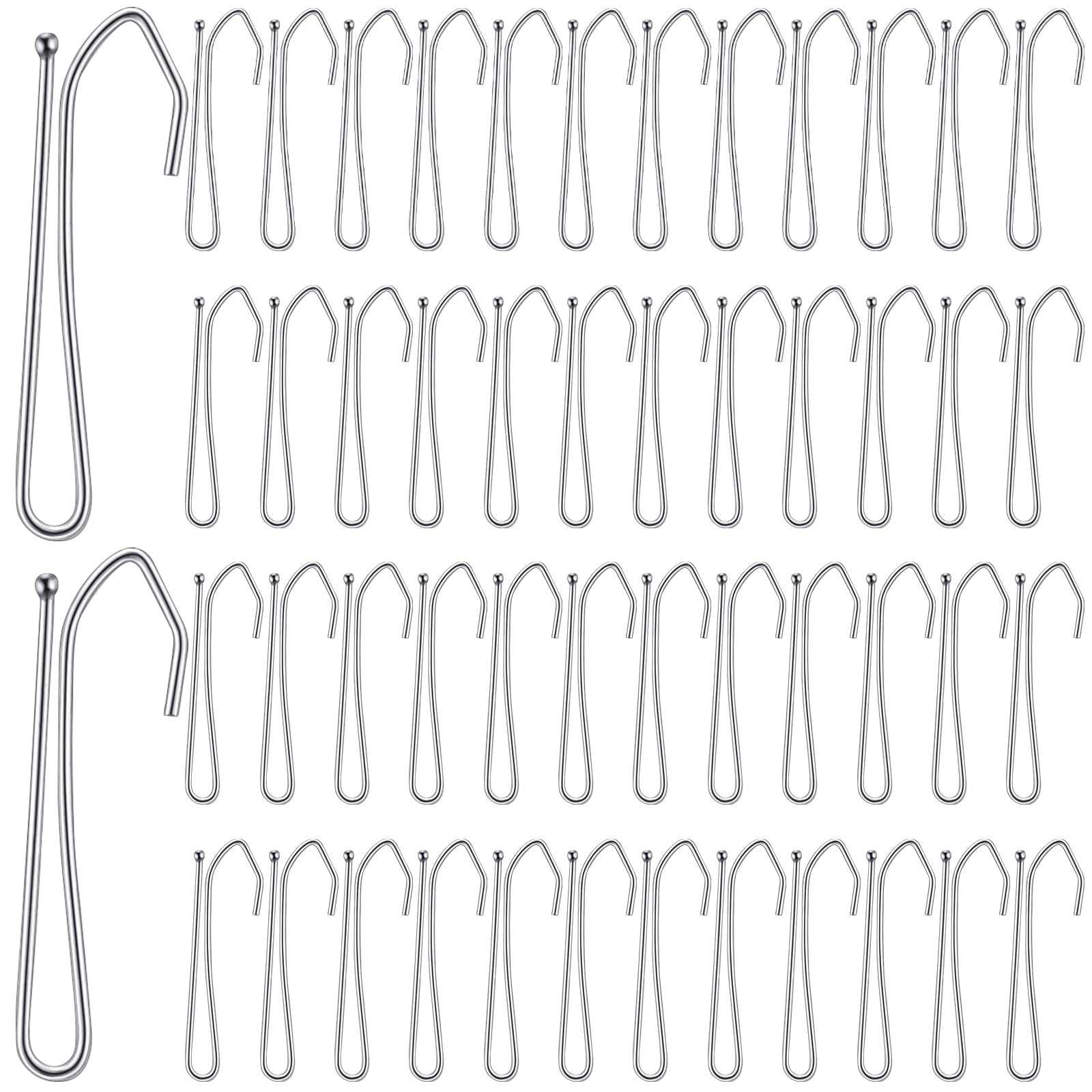 Photo 1 of MorningRo 100 Pcs Stainless Steel Pinch Pleat Curtain Hooks Drapery Pins Deep Metal Prong Curtain Hangers for Window Shower Door