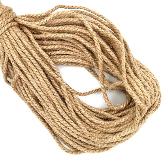 5 MM Jute Rope,Thick Rope 3Ply Jute Twine,164 Feet Strong Hemp Rope