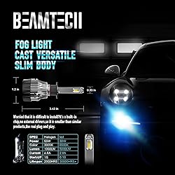BEAMTECH H1 Fog Light Bulbs 6500K White Fog Bulb
