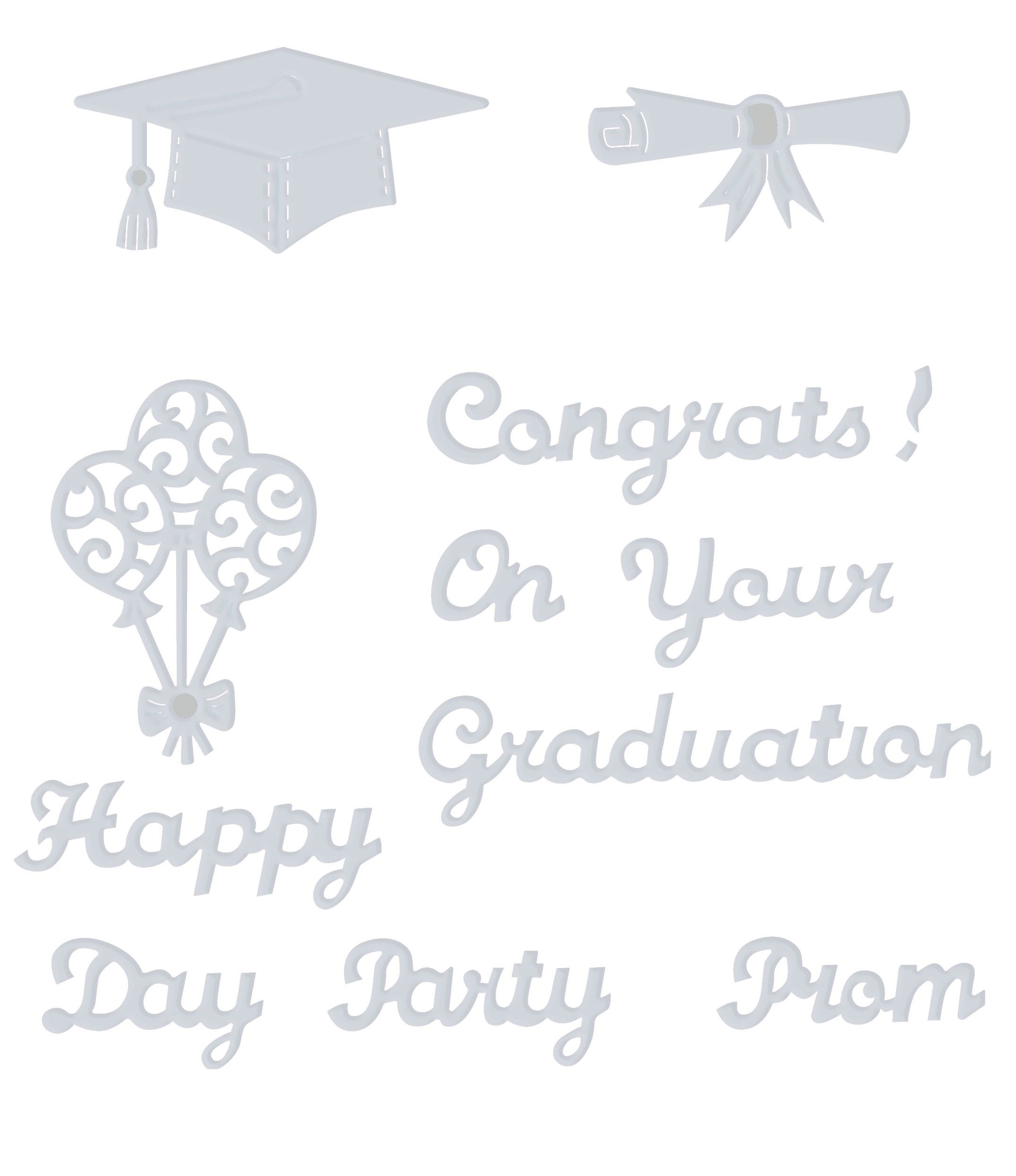 Sweet Dixie Happy Graduation Day Die, Grey, Medium