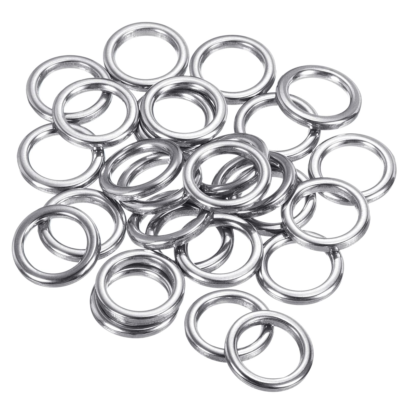 PATIKIL 1.8x8.5x12mm Fishing Rings, 25 Pack 304 Stainless Steel Solid Ring Lure Connector for Saltwater Freshwater — image 1