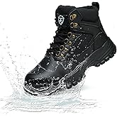 PJZHJ Waterproof Steel Toe Boots for Men-6 Inch Lightweight Steel Toe Shoes Puncture Proof Safety Work Boots Construction Shoes