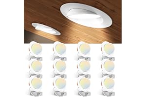 Amico 12 Pack 6 Inch 5CCT Gimbal LED Recessed Ceiling Light, 360°&90° Adjustable Eyeball Directional Can Lights, Dimmable Retrofit Wafer Downlight with Jbox, 12W 1200LM CRI90+, White, ETL&FCC