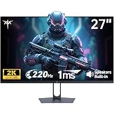 KTC 27 Inch Gaming Monitor 220Hz, 2K QHD Monitor 1ms w/Speakers H27T22C-3 | 2560x1440 Fast IPS Monitors Gamer 200Hz, Adaptive Sync, HDR400, 131% sRGB, HDMI DP Port, Tiltable, Low Blue Light, VESA Mount