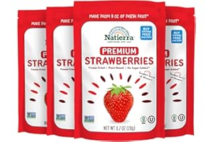 NATIERRA Premium Freeze-Dried Strawberries | Non-GMO & Vegan | 0.7 Ounce (Pack of 4)