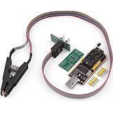CH341A USB Programmer Module with SOP8 Test Clip, BIOS Flashing Kit for EEPROM 24 25 Series