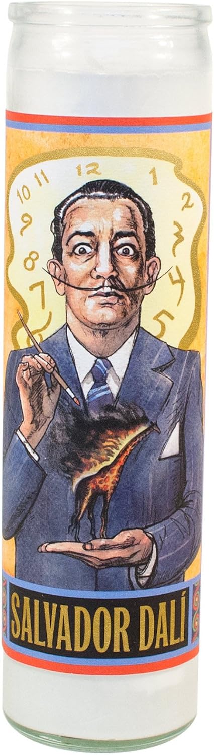 Salvador Dali Secular Saint Candle - 8.5 Inch Glass Prayer Votive - Made in the USA