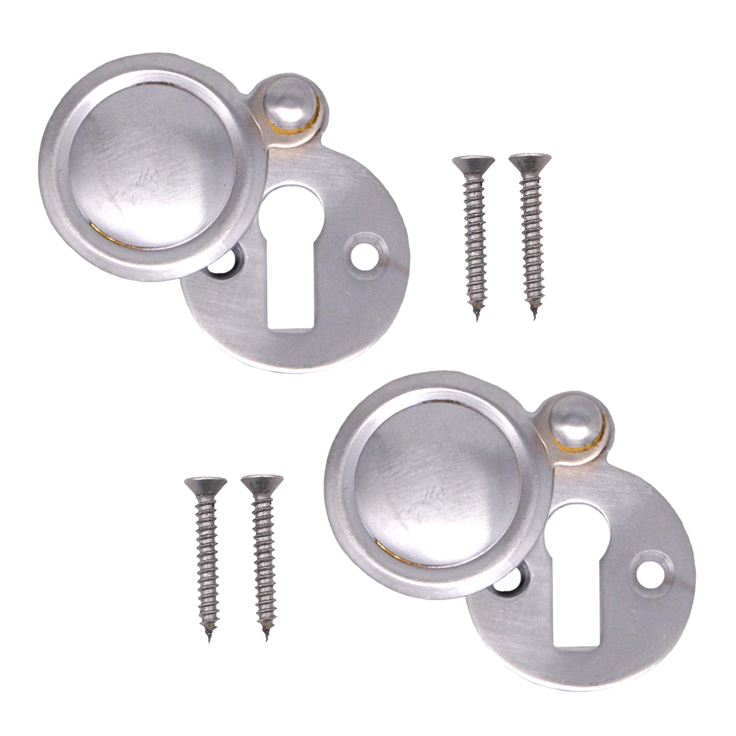 Victorian Keyhole Covered Escutcheon for Front Doors 35mm Satin Chrome | Pack of 2
