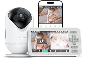 Dr.Care VistaView Lite Smart WiFi Baby Monitor - 4” 720P Split Screen & 1080P Camera App Control, Motion Alerts, HD Night Vision, 3000mAh Battery, 2-Way Talk, Multi-User, Triple Security, 1000ft Range