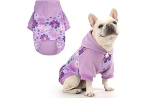 KOOLTAIL Dog Hoodies, Soft Dog Sweater, Spring Dogs Coats, Warm Fleece Pet Clothes Hooded Sweatshirt with Pocket for Small Medium Large Dogs Cats Boys Girls, Holiday Flower Purple M