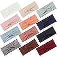 12 Pcs Stretchy Headbands for Women, Absorbed Sport Headband Soft Twist Knotted Headbands for Daily Life Yoga