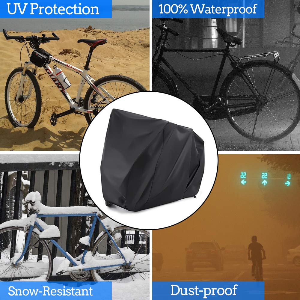 Bike Bicycle Cover Waterproof Outdoor Motorcycle Covers XL XXL for 2/3 Bikes Dust Rain Wind Snow Proof Lock Hole for Mountain Road Electric Bike