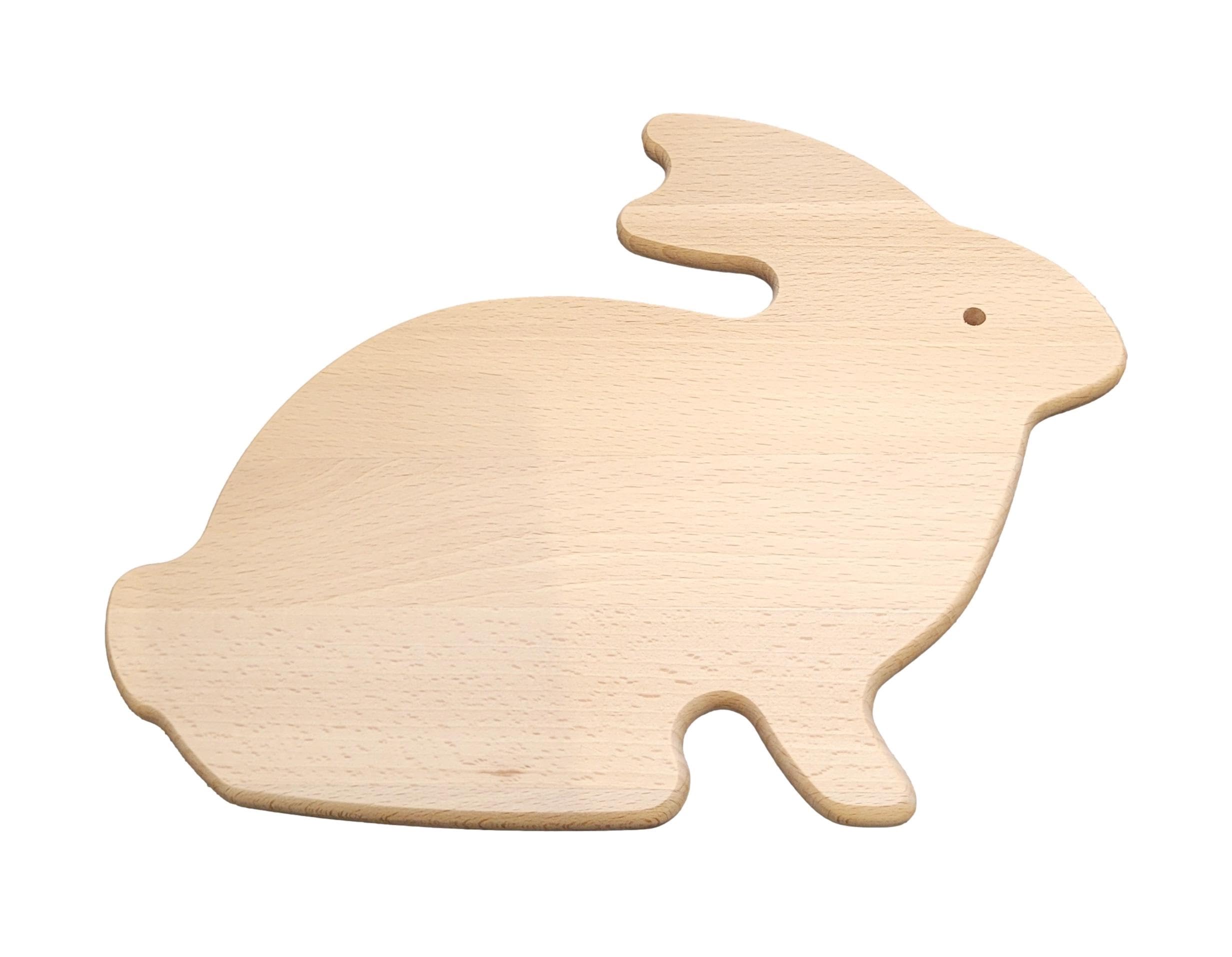 Wooden World - Wooden Cutting Board, Serving Snacks or Kitchen Decoration – in The Shape of a Rabbit