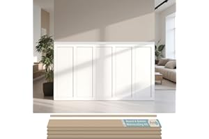 Art3d Premade Board and Batten Paintable Wainscoting Kit, MDF Accent Wall Panel for Kitchen Bedroom Living Room Home Decor Covers 189 x 54 in. Molding Trim Slat with Edge Strip