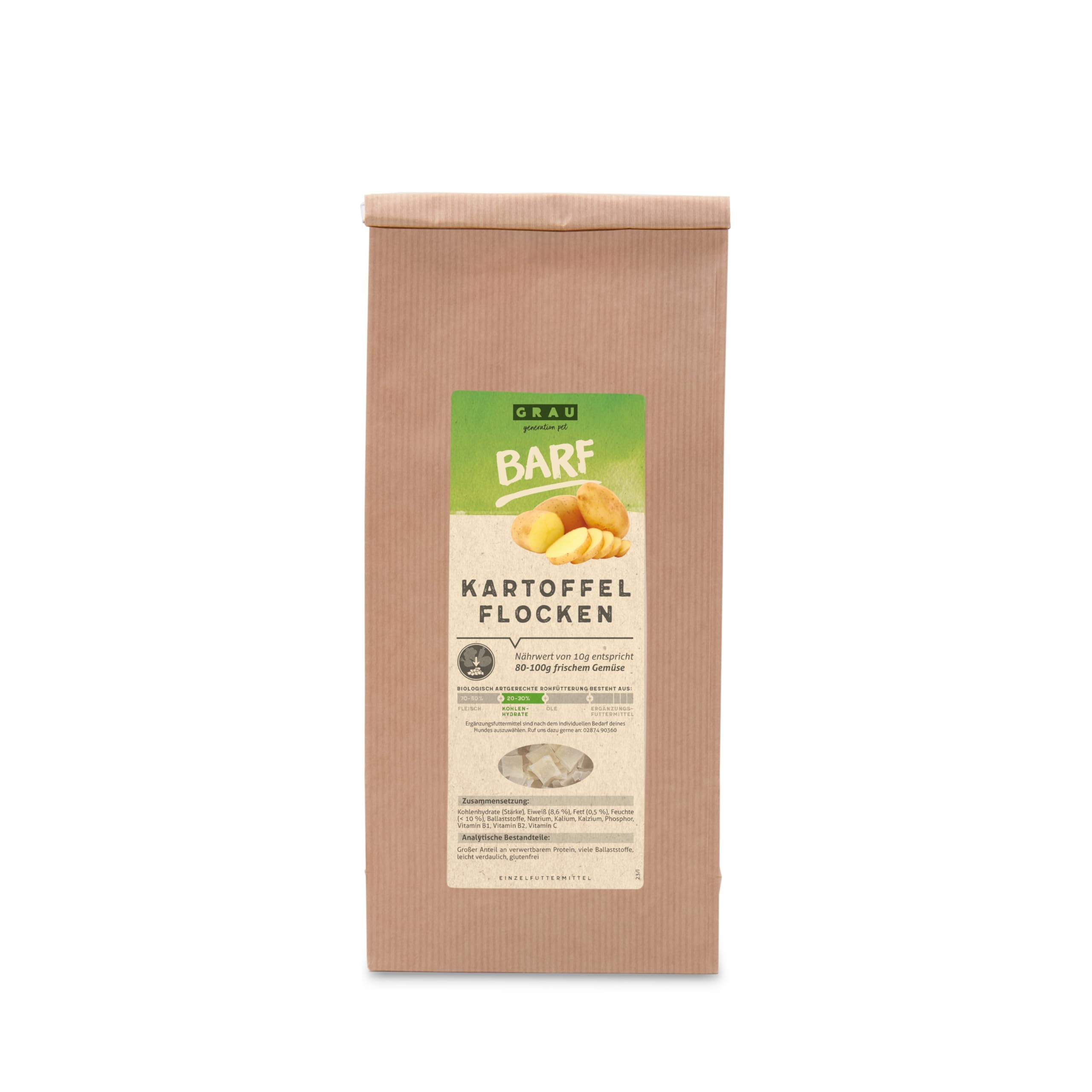 GRAU - the original - Dried vegetables for BARFing for dogs - Potato flakes (1 x 500 g)