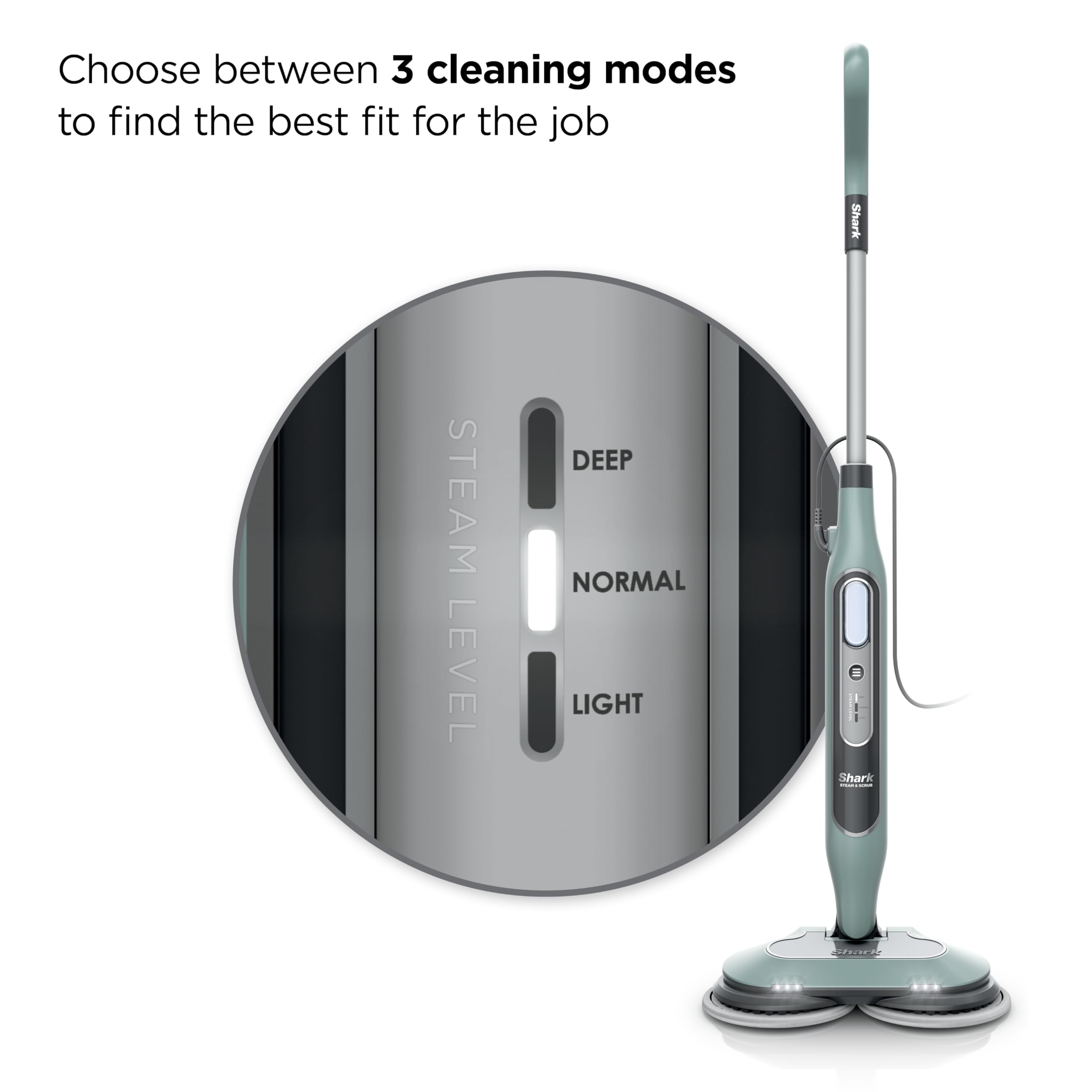 Shark Steam & Scrub Steam Mop, All-in-One Scrubbing and Sanitizing Hard Floor Cleaner, LED Headlights, 4 Dirt Grip Soft Scrub Pads Included, XL Water Tank, Swivel Steering, Hawaiian Grey, S8001
