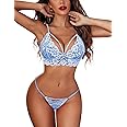 Avidlove Womens Lingerie 2 Piece Lace Babydoll Sexy V Neck Bra and Panty Sets