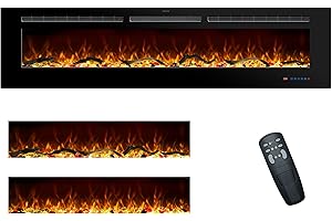 Rodalflame 72 Inches Electric Fireplace Inserts, Recessed and Wall Mounted Fireplace Heater for Indoor Use with Remote Control, 13 Color Flames with Log &Crystal, 9H Timer, 750/1500W