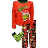 MJC International Womens Dr. Seuss 99% Grinch Ladies Plus Size Pajama with Socks