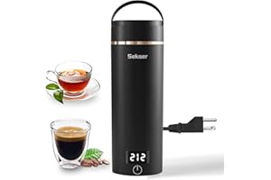 Sekaer Travel Portable Electric Kettle, Small Tea Kettle Coffee Mini Hot Water Boiler, 400mL & 304 Stainless Steel, with 4 Variable Presets and Auto Shut-Off SKE-840B