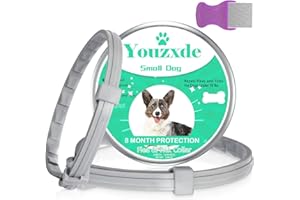 Youzxde Flea and Tick Collar for Small Dogs with Flea Comb,8-Month Tick and Flea Control for Dogs Under 18 Lbs,Safe,Waterproof,Adjustable,2 Pack