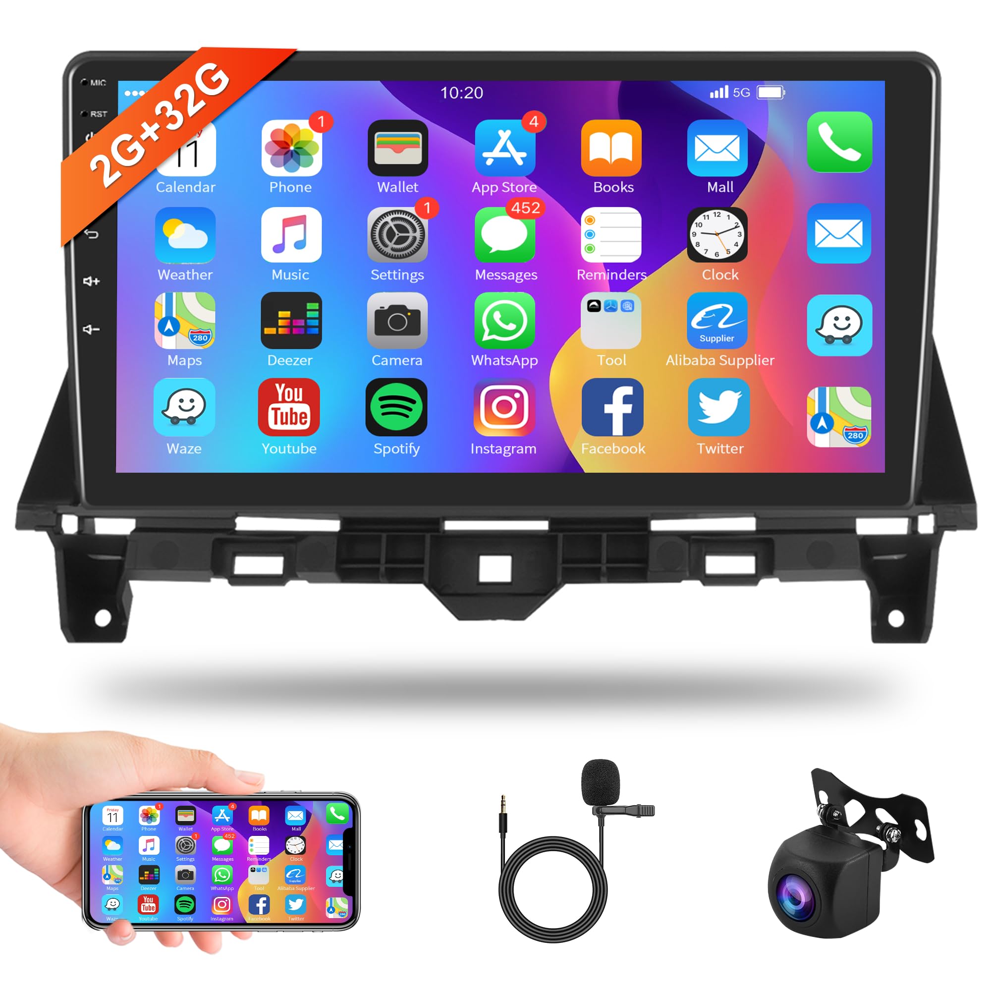 Photo 1 of (BAGGED) 2G+32G Android Car Stereo Car Radio for Honda Accord 8th 2008-2013, 10.1 inch Head Unit Touch Screen with Mirror Link WiFi Bluetooth GPS Navigation FM RDS USB AHD Backup Camera Mic