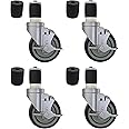 OK5STAR 4 inch Prep Table Casters Set of 4 for Commercial Kitchen Prep Tables, Expanding Stem Caster Wheels for Table Legs Al