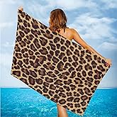 feelacle Cheetah Leopard Print Sand Free Beach Towel Absorbent Bath Towel Large Hand Towels for Swimming Bathroom Spa Pool