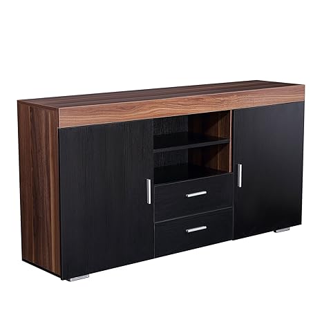 mecor Sideboard Kommode Schwarz Tischschrank Schrank Esszimmer 2 Türen / 2 Schubladen Wohnzimmermöbel Küchen Storage aus Holz