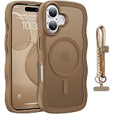Leriufa for iPhone 17 Case Cute Wavy Brown, Color-Matched Lanyard | Compatible with MagSafe, Military Grade Shockproof,Slim & Durable,Travel-Ready & Stylish