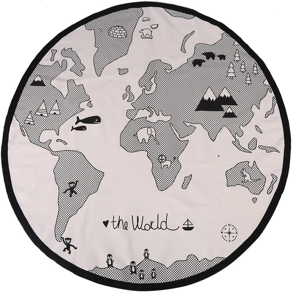 Baby Play Mat Round, 53 Inches Adventure World Map Carpet Crawling Mats Game Blanket Floor Fun Gym Play Mat Rug for Infant Kid