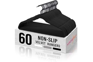 HOUSE DAY Black Velvet Hangers 60 Pack, Non Slip Felt Hanger, Slim Velvet Clothes Hangers for Suits, Shirt, Heavy Duty Coat Hanger for Closet