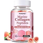 VitalityPeak Marine Collagen Gummies for Women- Hydrolyzed Collagen Peptides 1000mg with Biotin,Vitamin C, E, Hyaluronic Acid- Collagen Supplement for Healthy Skin Hair Nails- Sugar Free, 90 Counts