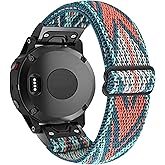 Olytop Fenix 8 47mm/Fenix 7/Fenix 6/5/epix Pro 47mm Watch Bands, 22mm Quick Easy Fit Elastic Nylon Replacement Stretchy Strap for Garmin Instinct, Fenix 6 Pro/7 Pro, Forerunner 955/935
