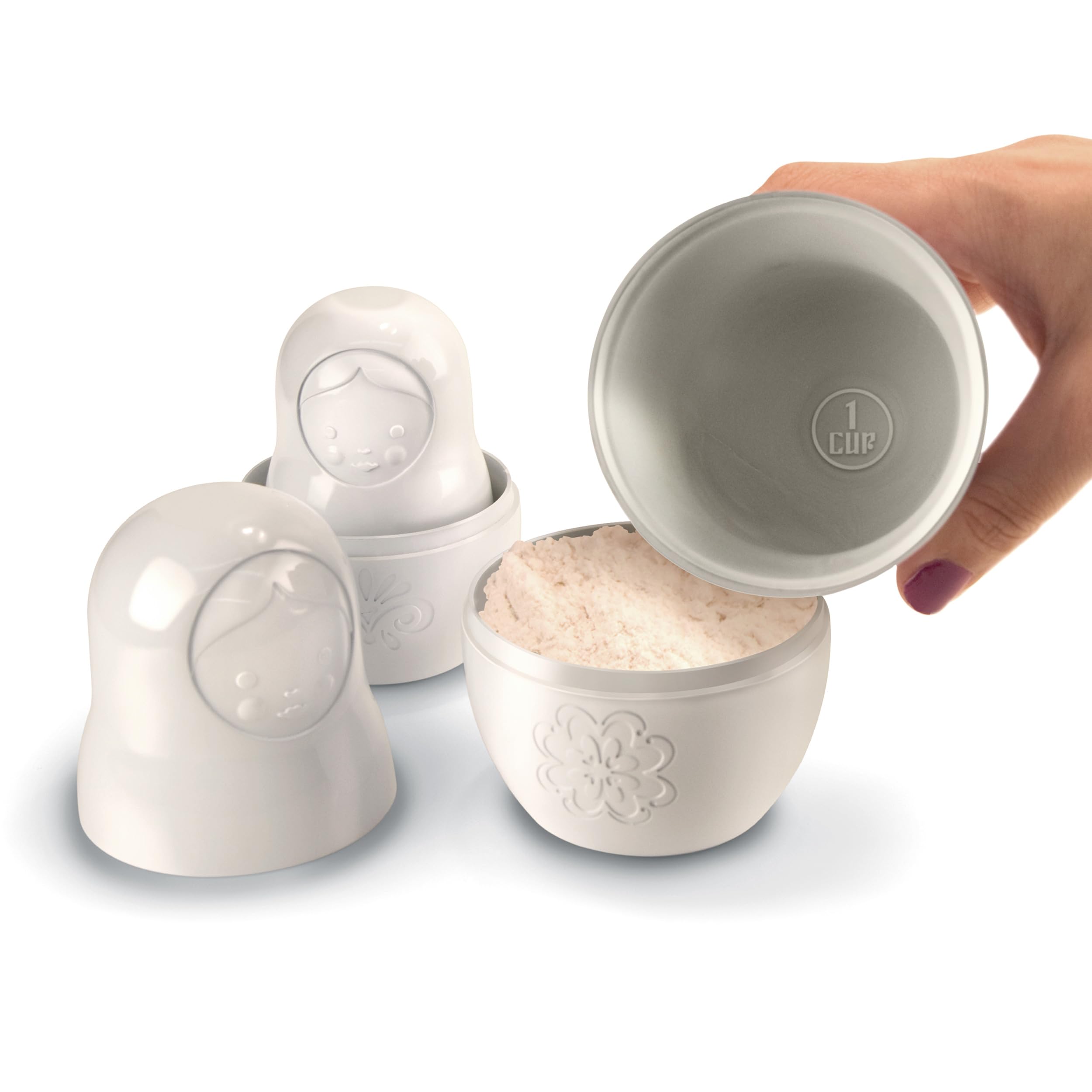 Genuine Fred M-CUPS Matryoshka Measuring Cups, Set of 6, Russian Doll Nesting Measuring Cups, White