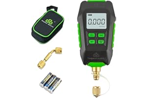 Wisscool Digital Micron Vacuum Gauge 1/4" SAE, Digital Pressure Tester Meter HVAC, Alarm Notice, Temp Compensation, LCD Display, 4 Units