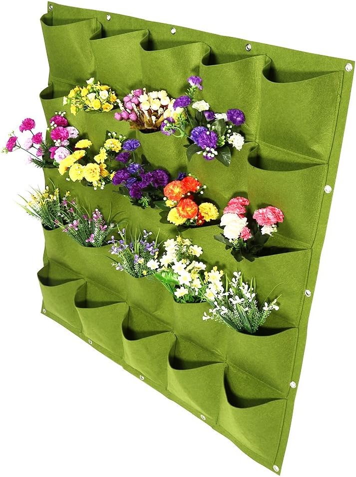 XingYue Direct 72 Pockets Wall Vertical Flower Hanging Felt Planter Bags for Garden Indoor Outdoor Plant Container (Color : Green)