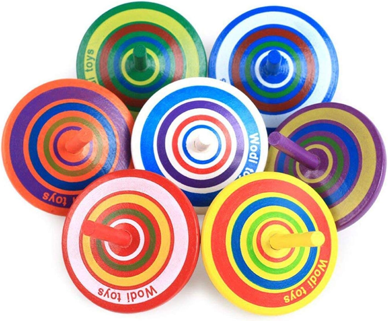 Herefun 16 Pièces Toupie en Bois, Petites Toupie Coloré, Mini Spinning