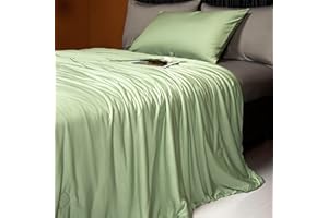 LLanCL Cooling Blankets for Hot Sleepers - Cool Like Ice Cream Lightweight Blanket for Summer with Double Side Cold, Cooling Comforter, Quilt, Fabric for Bed (Queen Size 79" x 91" Green & Grey)