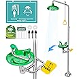 Huanyu Emergency Shower and Eyewash Station Safety Shower Eye Wash Station 304 Stainless Steel Commercial Eye Wash Kit with Emergency Sign Hospital Factory (1104)