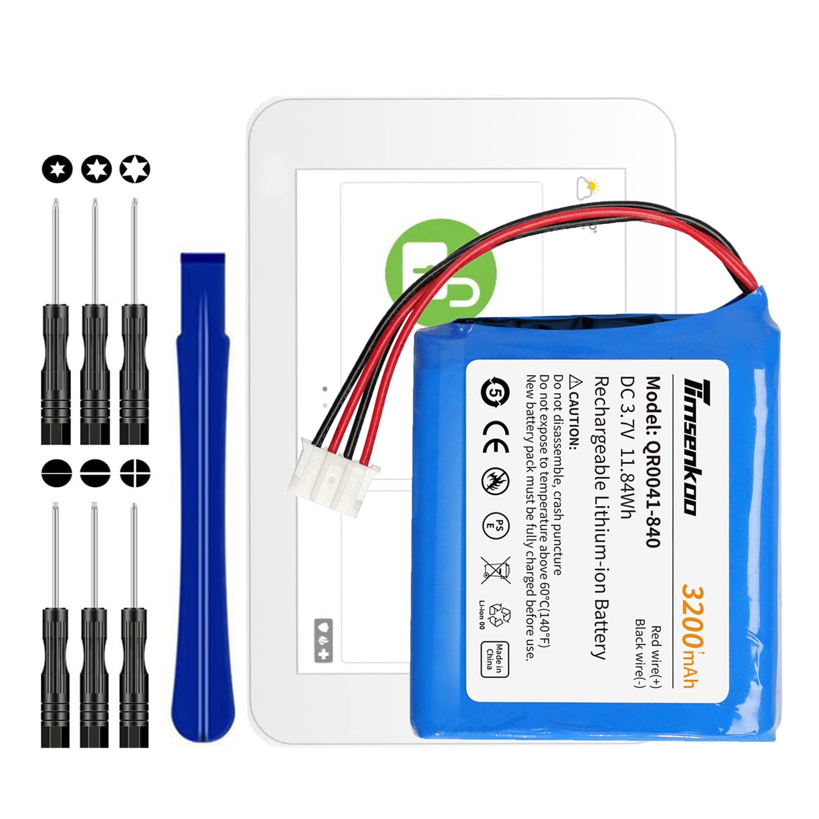 Photo 1 of Timsenkoo 3200mAh QR0041-840 Replacement Battery for Qolsys IQ Panel 2, IQ Panel 2 Plus fits Part No. SP584646-1S2P