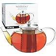 GROSCHE - Joliette Borosilicate Glass Teapot with Stainless Steel Infuser - 5 Cup Glass Teapot with Removable Strainer for Lo