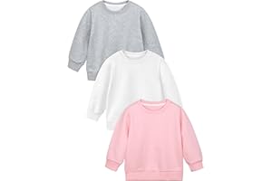 Cooraby 3 Pack Baby and Toddler Girls' Sweatshirt Girl No Cap Crew-Neck Sweatshirt Long Sleeve Pullover Shirt