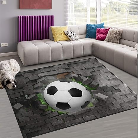 Amazon De Naanle Fussball Rutschfester Teppich Fur Wohnzimmer Esszimmer Schlafzimmer Kuche 120 X 180 Cm Sport Kinderzimmer Teppich Yogamatte Fußball Teppich Kinderzimmer
